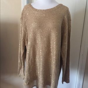 🆕NEW gold sequin crotchet sweater top size 2x